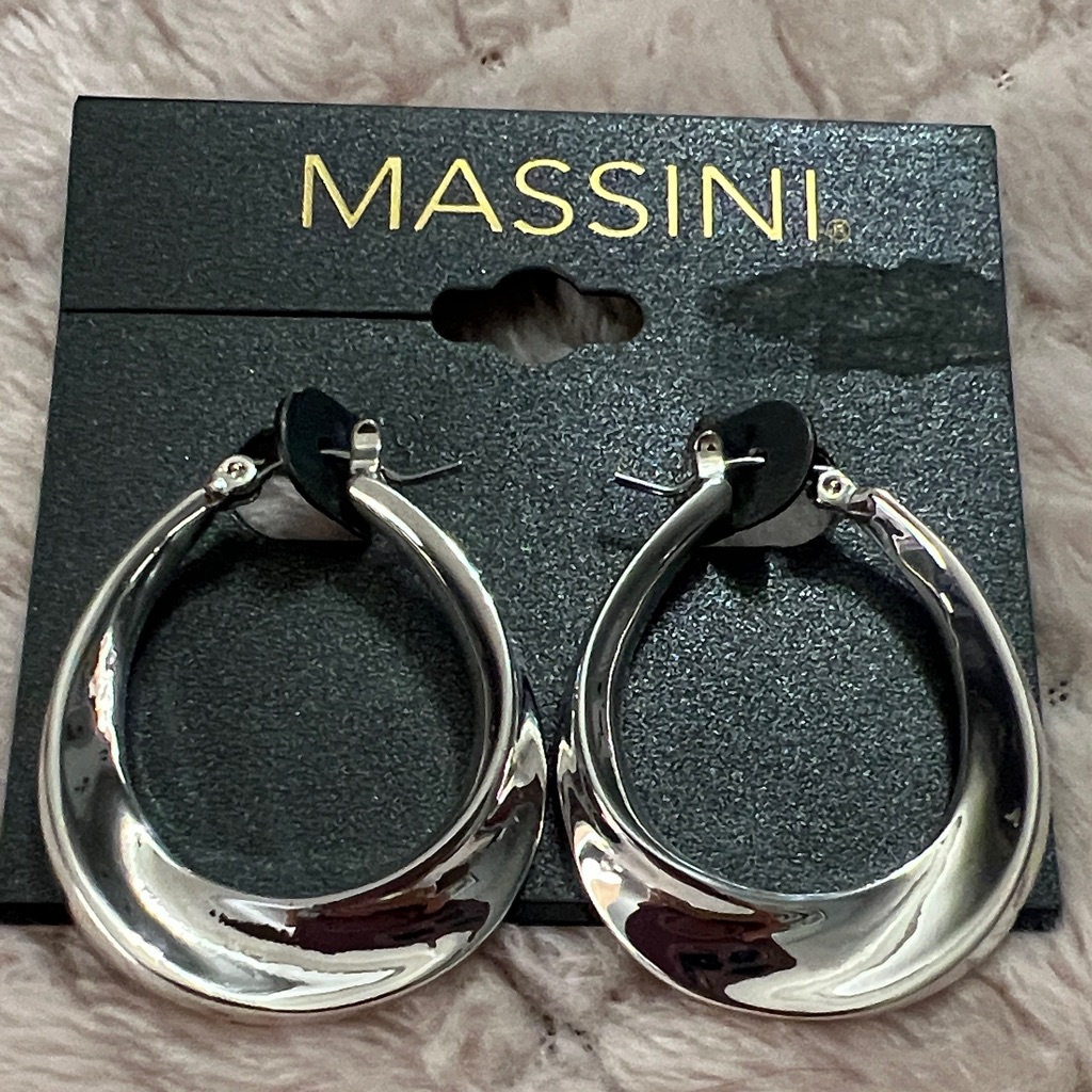 3/$15 Massini Silver Hoop Earrings Lot 3018